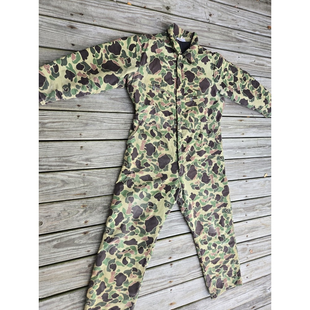 Vintage KEY Imperial Distressed Camo Insulated Hunting Coverall USA Men XL‎